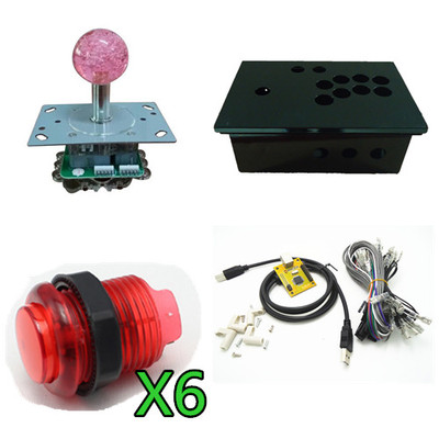 DIY 单人电脑/PS3摇杆控制盒 控台 街机游戏控台 带灯摇杆 带灯按钮